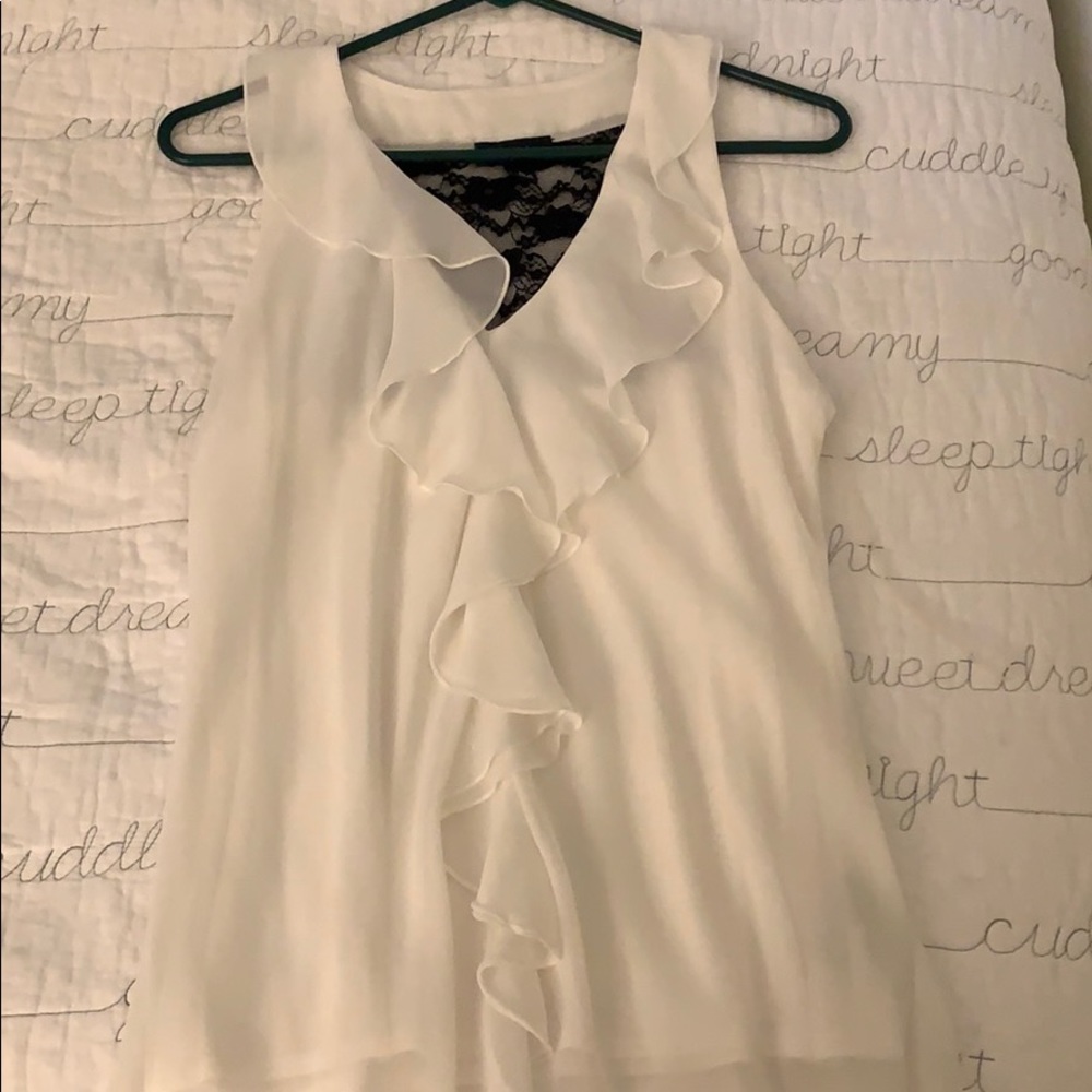 White blouse with black lace